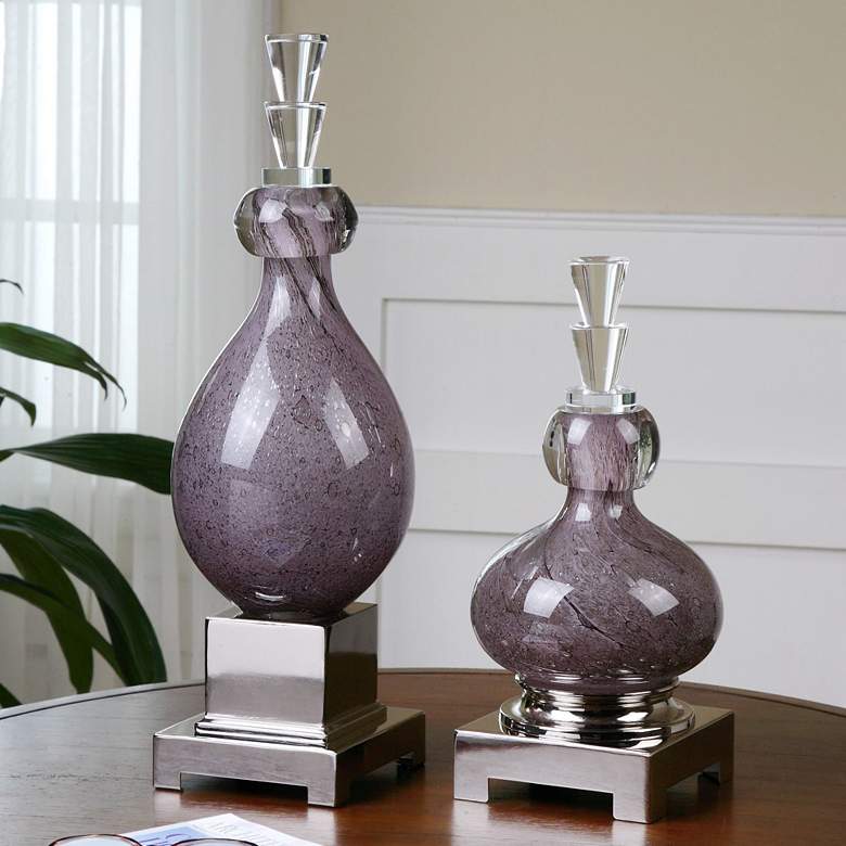 Image 1 Uttermost Set of 2 Charoite Purple Glass Bottles