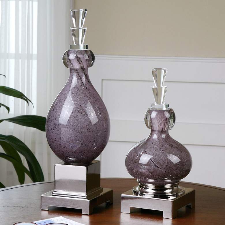 Image 1 Uttermost Set of 2 Charoite Purple Glass Bottles