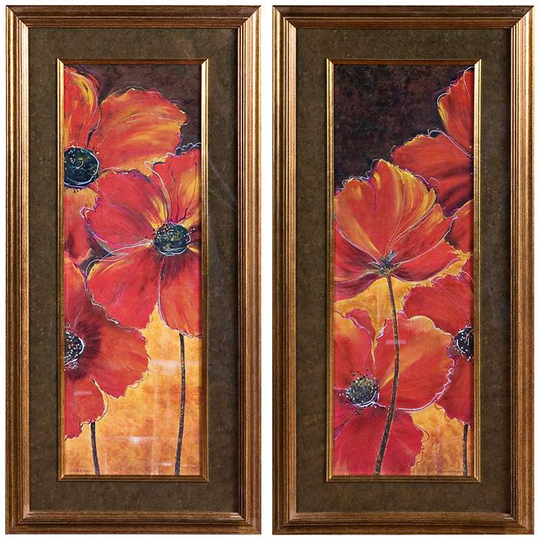 Image 1 Uttermost Set of 2 Midnight Poppy I and II 45 inch High Wall Art