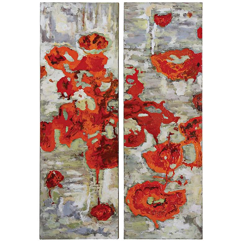 Image 1 Uttermost Set of 2 Scarlet Poppies 48 inch High Floral Wall Art