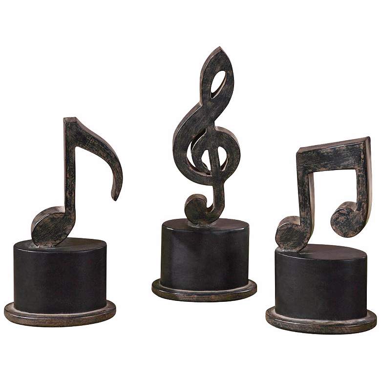 Image 1 Uttermost Set of 3 Music Notes Decorative Accents