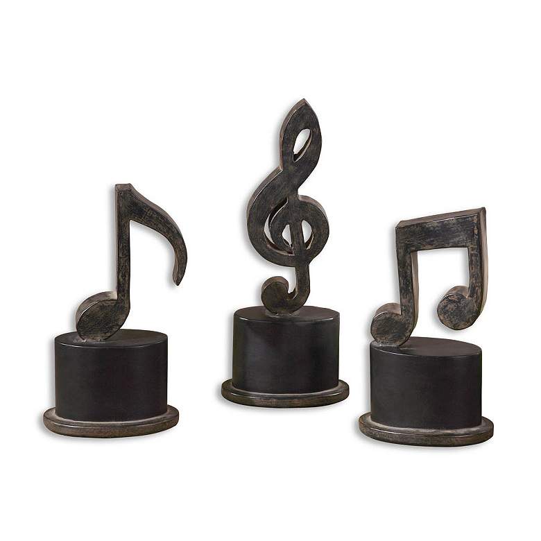Image 2 Uttermost Set of 3 Music Notes Decorative Accents