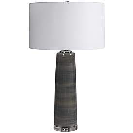 Image2 of Uttermost Seurat 31" Charcoal Gray Striped Glass Table Lamp