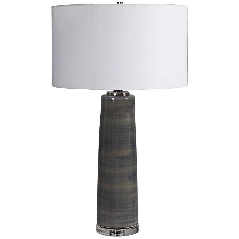 Image 2 Uttermost Seurat 31 inch Charcoal Gray Striped Glass Table Lamp