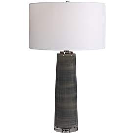 Image5 of Uttermost Seurat 31" Charcoal Gray Striped Glass Table Lamp more views
