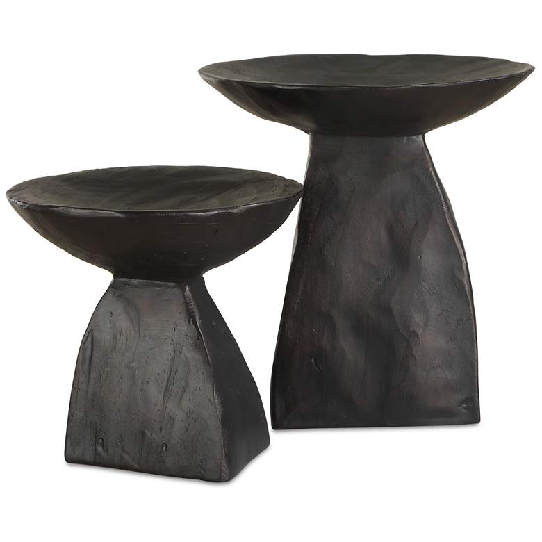 Image 2 Uttermost Shadow Pedestal Matte Dark Brown 2-Piece Bowls