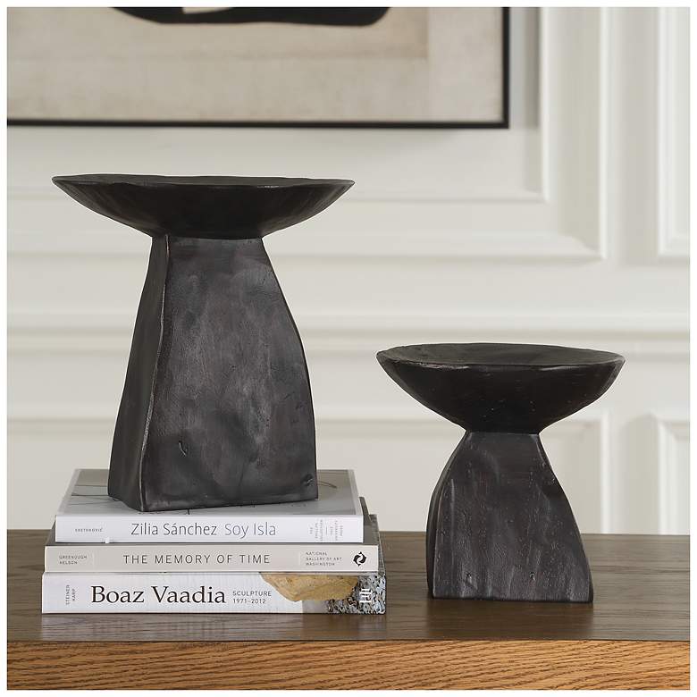 Image 1 Uttermost Shadow Pedestal Matte Dark Brown 2-Piece Bowls
