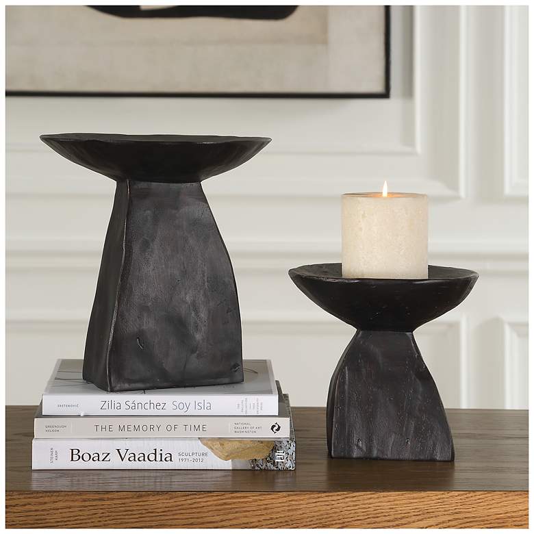 Image 3 Uttermost Shadow Pedestal Matte Dark Brown 2-Piece Bowls more views