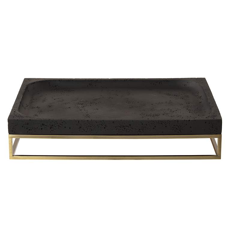 Image 2 Uttermost Shadowstone Black Decorative Tray w/ Brass Base