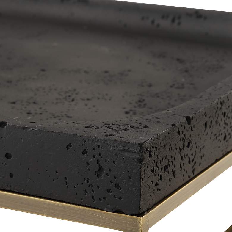 Image 5 Uttermost Shadowstone Black Decorative Tray w/ Brass Base more views