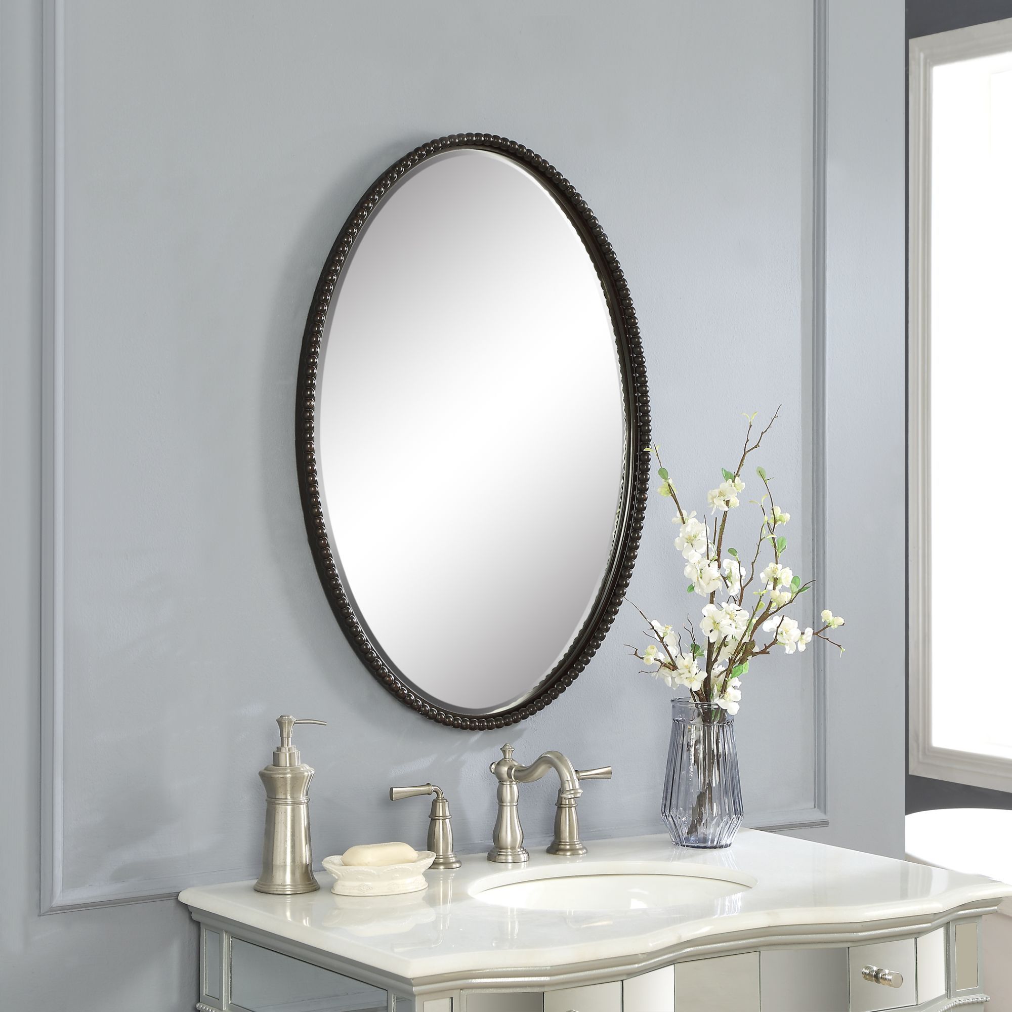 Image 6 Uttermost Sherise Bronze 22" x 32" Oval Wall Mirror more views