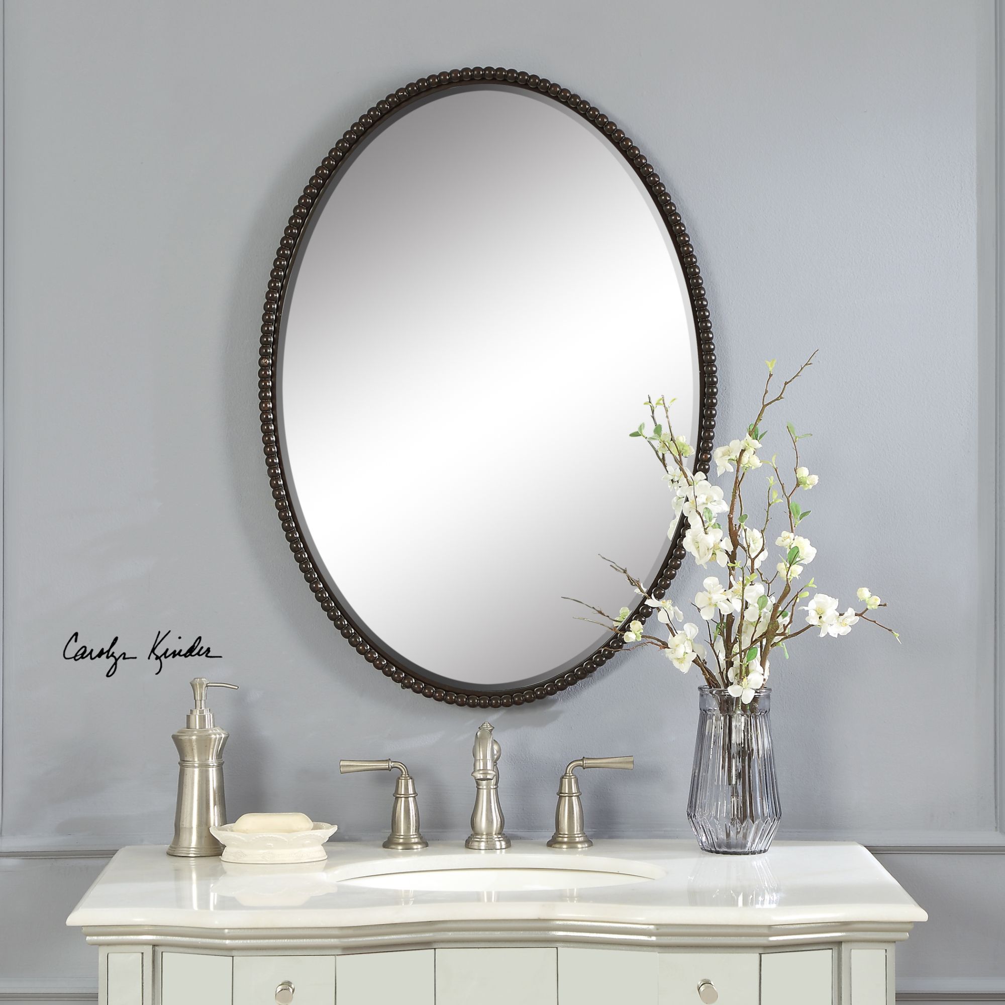 Image 7 Uttermost Sherise Bronze 22" x 32" Oval Wall Mirror more views