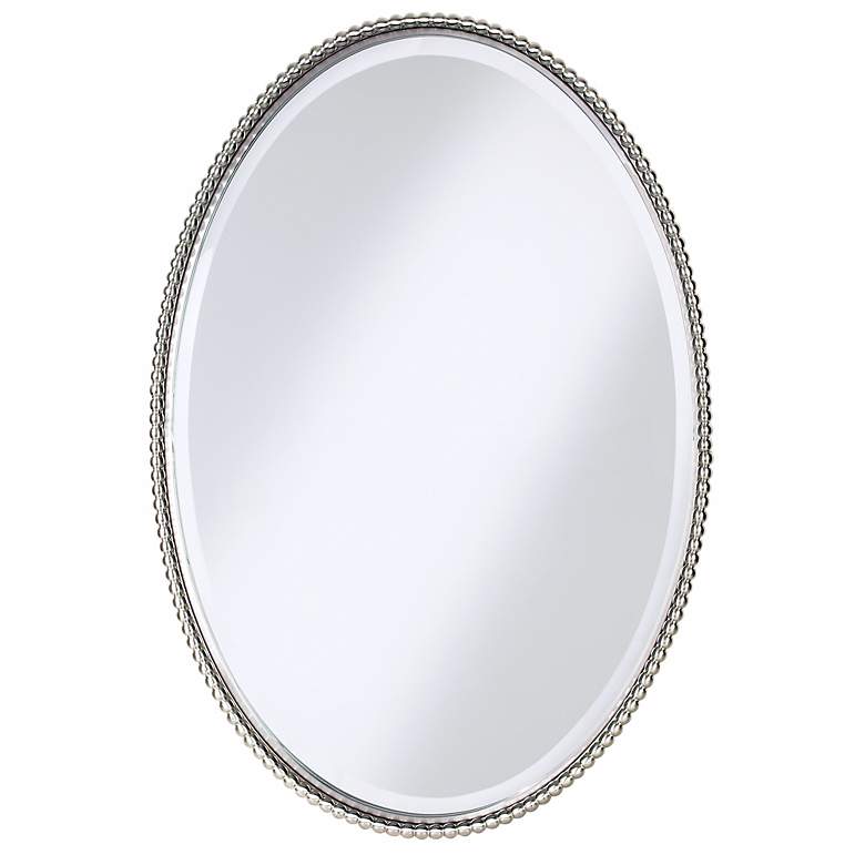 Image 2 Uttermost Sherise Brushed Nickel 22" x 32" Oval Wall Mirror