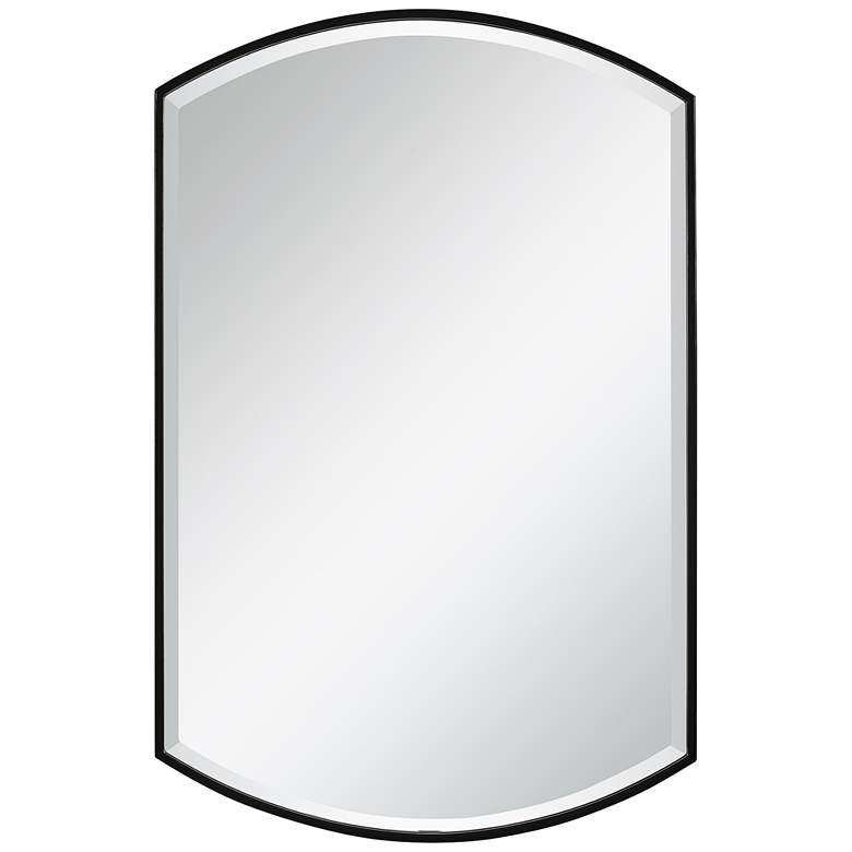 Image 2 Uttermost Shield Satin Black 24" x 38" Wall Mirror