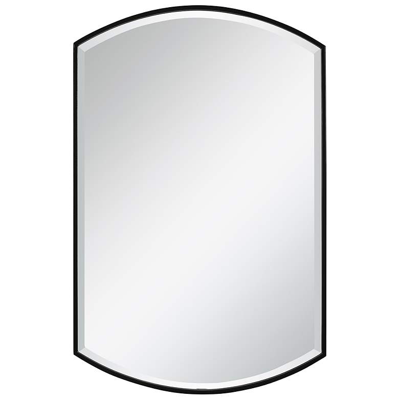 Image 2 Uttermost Shield Satin Black 24" x 38" Wall Mirror