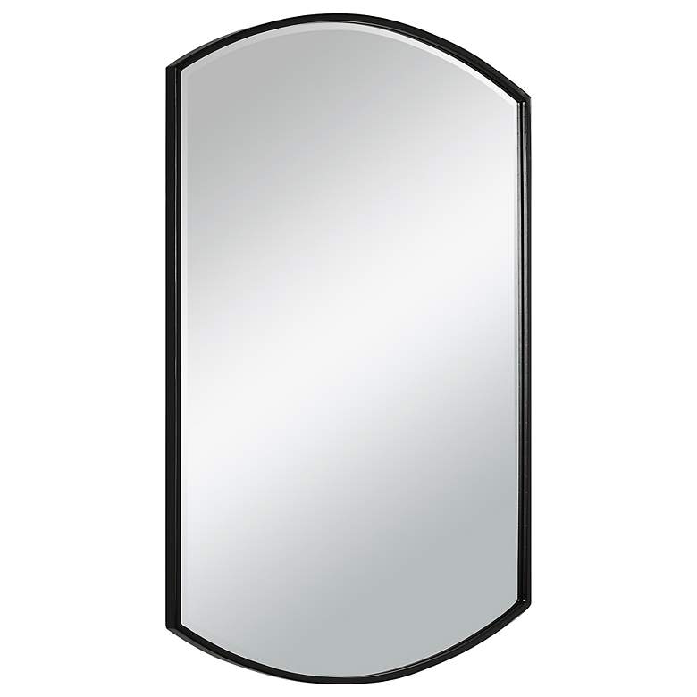 Image 4 Uttermost Shield Satin Black 24" x 38" Wall Mirror more views