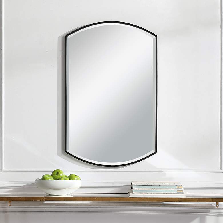 Image 5 Uttermost Shield Satin Black 24" x 38" Wall Mirror more views