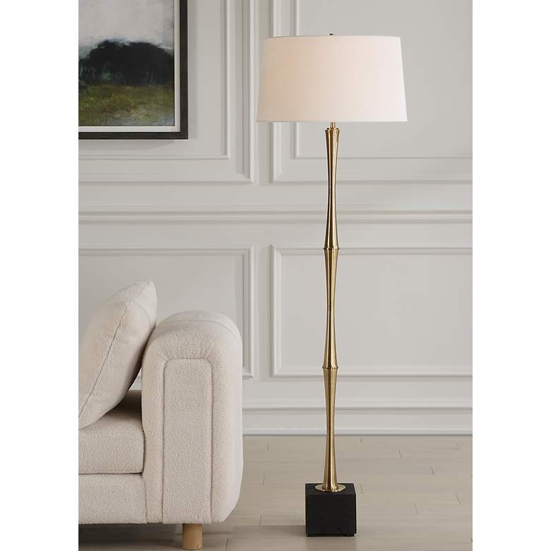 Image 1 Uttermost Shino Plated Antique Brass Floor Lamp