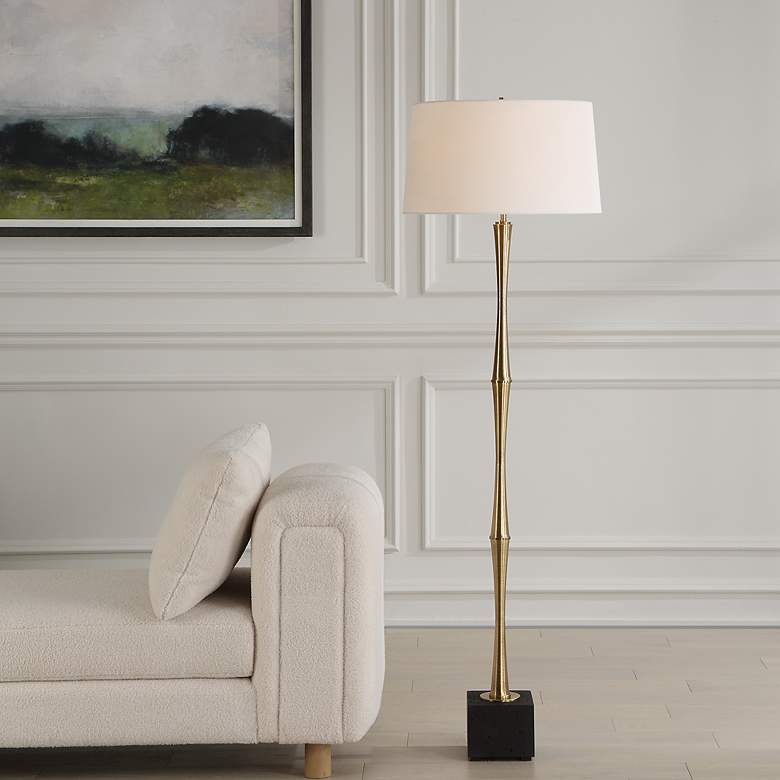Image 3 Uttermost Shino Plated Antique Brass Floor Lamp more views