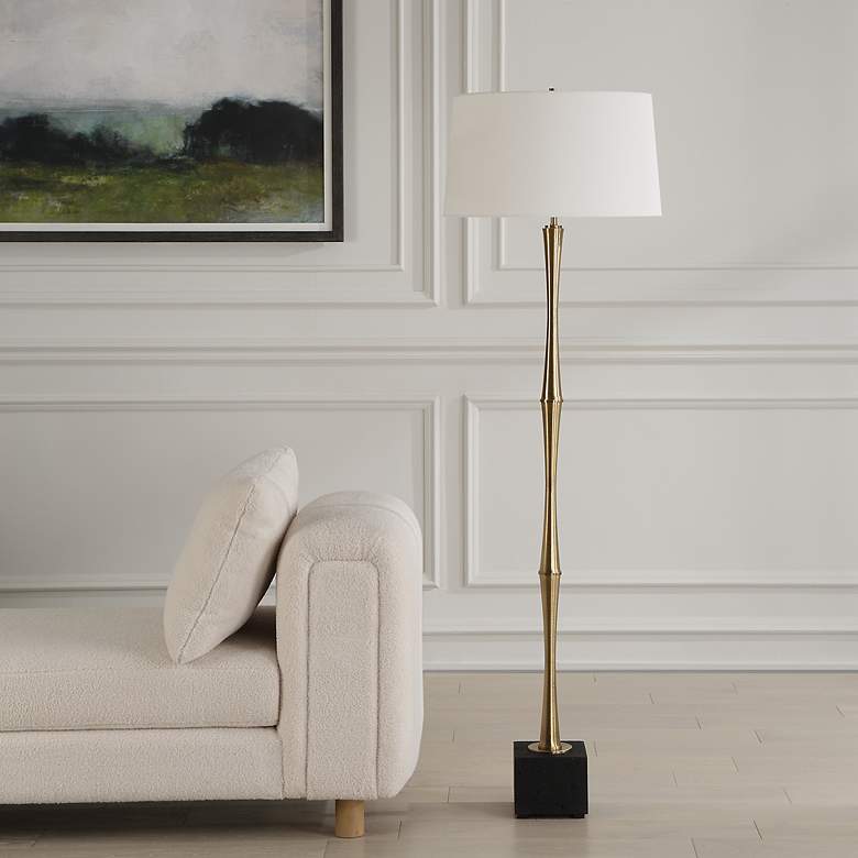 Image 4 Uttermost Shino Plated Antique Brass Floor Lamp more views