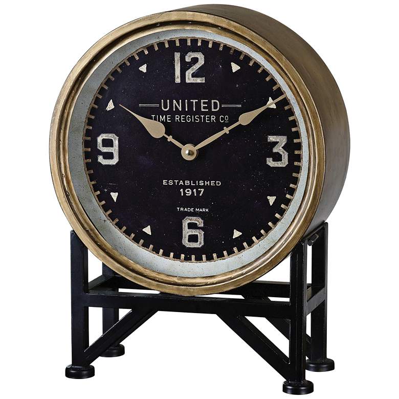 Image 2 Uttermost Shyam Vintage Brass 16" High Table Clock