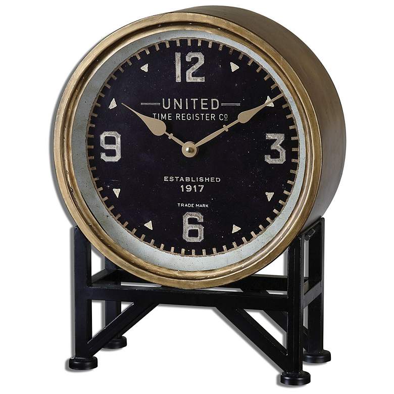 Image 2 Uttermost Shyam Vintage Brass 16 inch High Table Clock