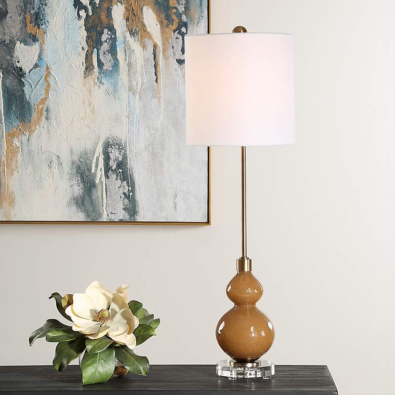 Image 1 Uttermost Sienna 36" High Caramel Brown Gourd Buffet Table Lamp