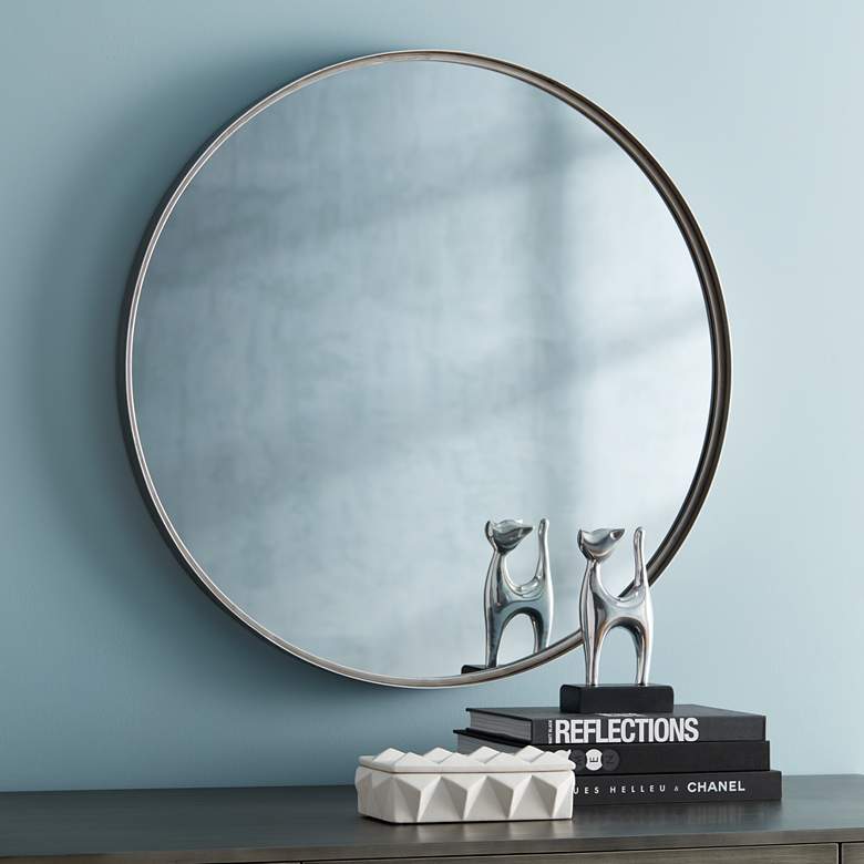 Image 1 Uttermost Sierra Antique Silver 34 inch Round Wall Mirror