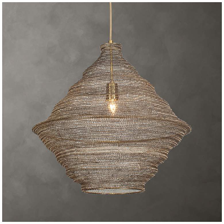Image 1 Uttermost Sigh 20" Wide 1 Lt Antique Brass Metal Pendant