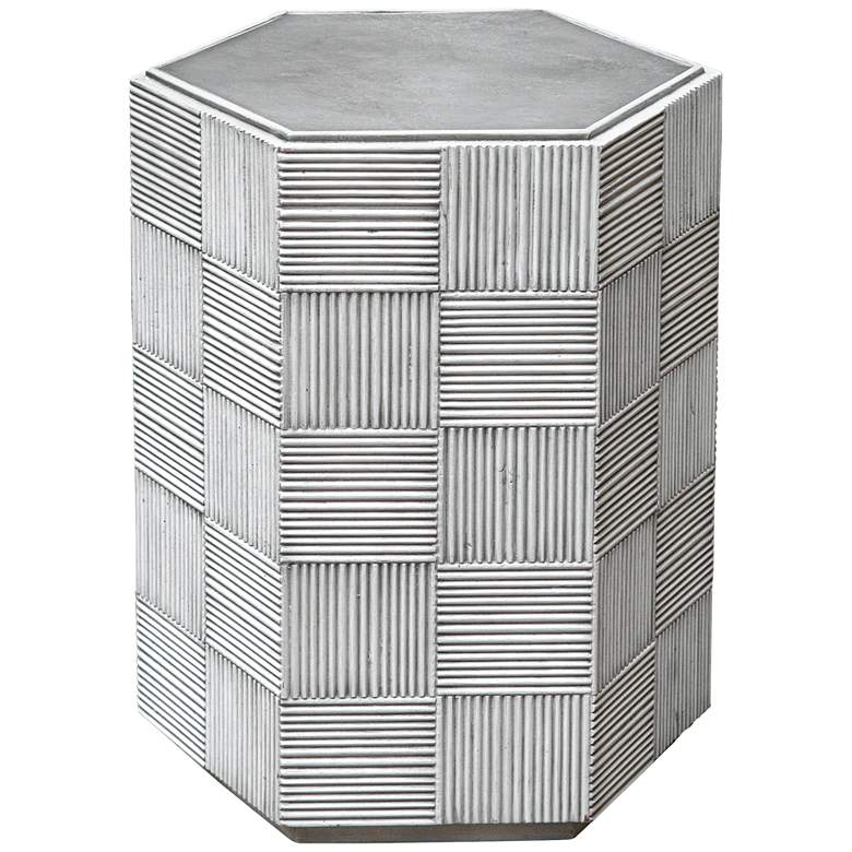 Image 2 Uttermost Silo 18" Wide Gray and White Hexagon Accent Table