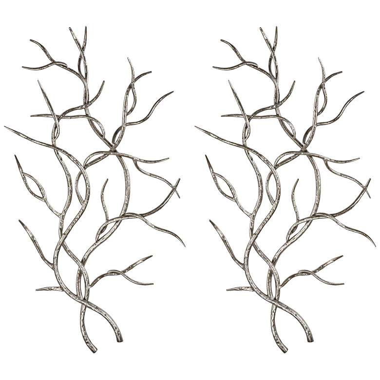 Uttermost Silver Branches 36 3/4&quot;H Metal Wall Art Set of 2