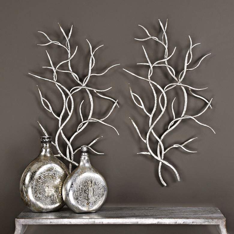Image 1 Uttermost Silver Branches 36 3/4 inchH Metal Wall Art Set of 2