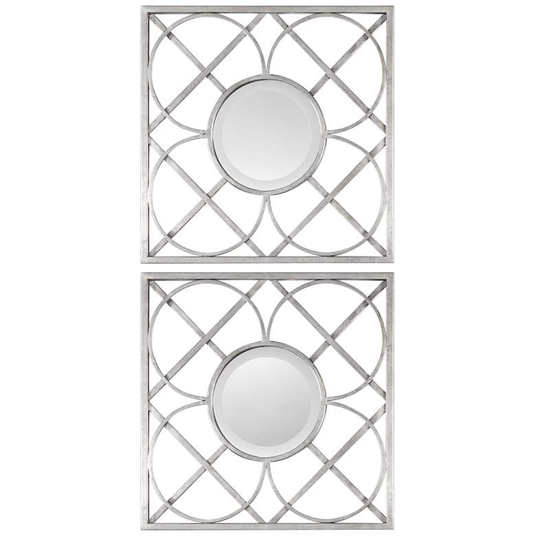 Image 1 Uttermost Silver Leaf 20 inch Square Wall Mirror Set of 2
