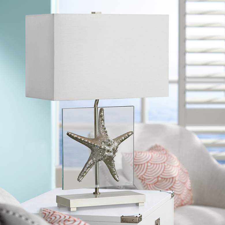 Image 1 Uttermost Silver Starfish Glass Table Lamp