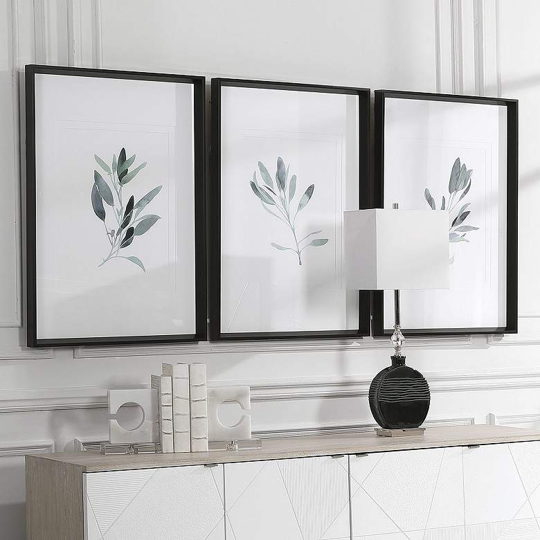 Image 1 Uttermost Simple Sage 36 1/2"H 3-Piece Framed Wall Art Set