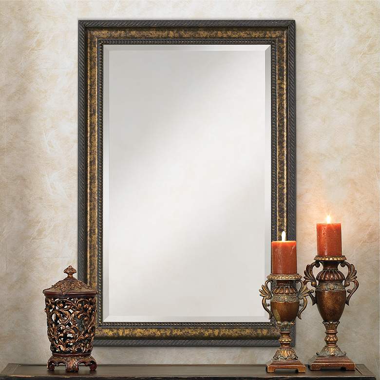 Image 1 Uttermost Sinatra Florentine Bronze 32" x 49" Wall Mirror