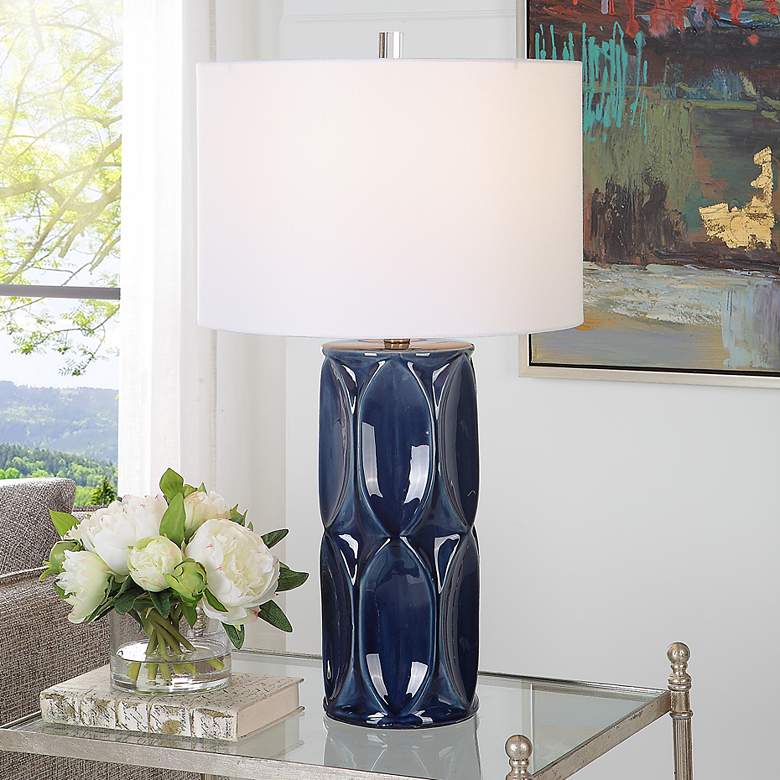 Image 1 Uttermost Sinclair 26 1/2" Navy Blue Glaze Ceramic Table Lamp