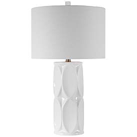 Image2 of Uttermost Sinclair Glossy White Geometric Ceramic Table Lamp