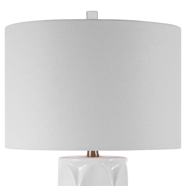 Image 3 Uttermost Sinclair Glossy White Geometric Ceramic Table Lamp more views