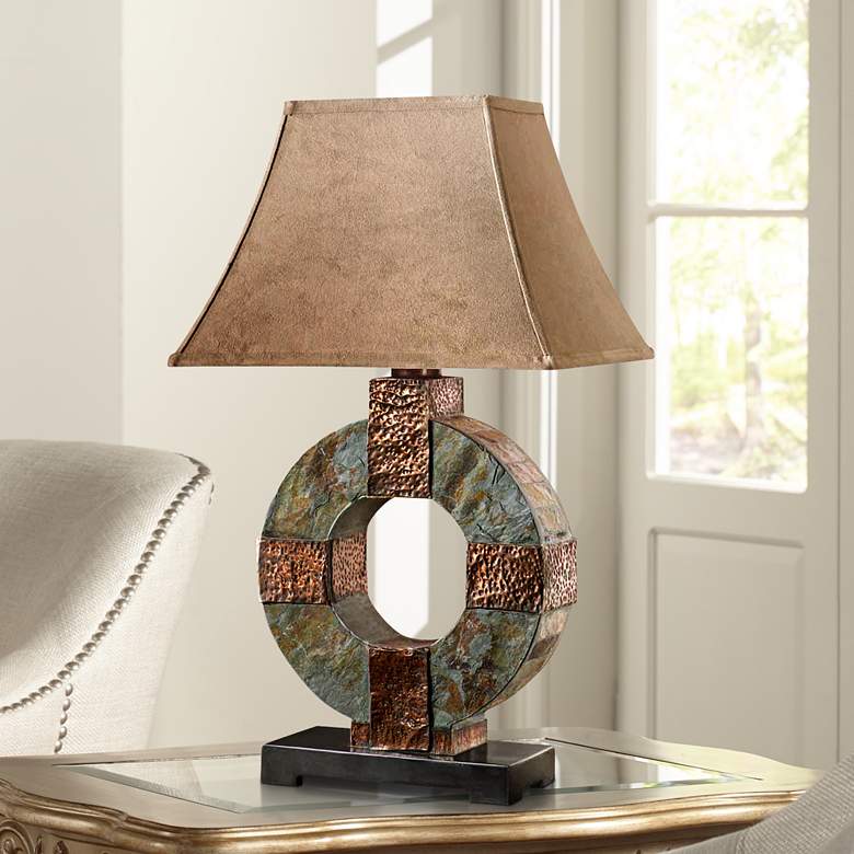 Image 1 Uttermost Slate Circle Indoor - Outdoor Table Lamp
