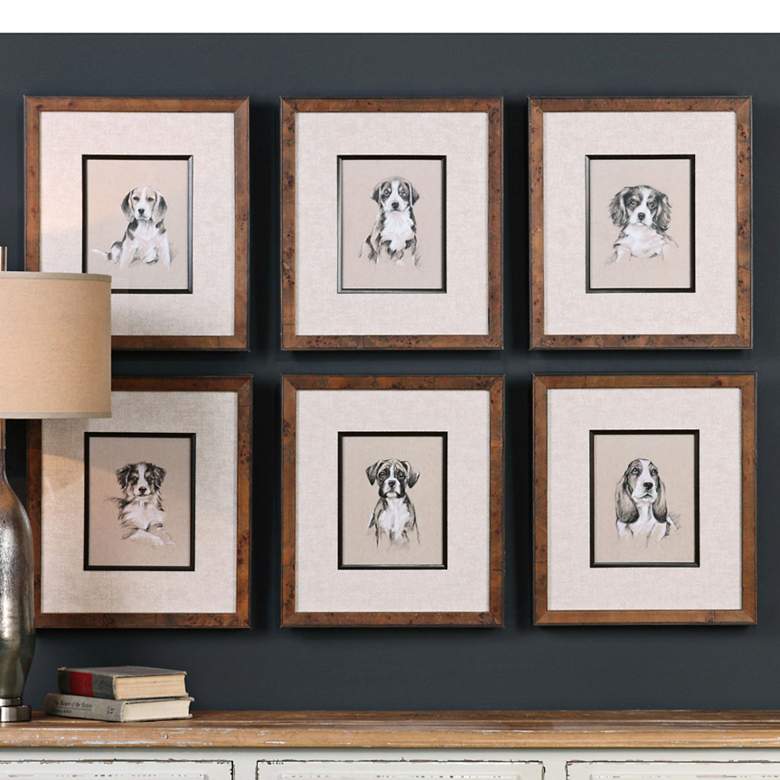 Image 1 Uttermost Small Breed 19 inchH 6-Piece Framed Wall Art Print Set