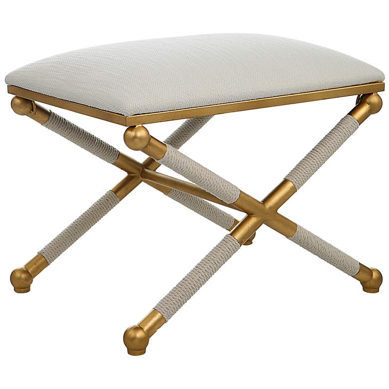 Image 2 Uttermost Socialite 24" Wide White Gold Ottoman