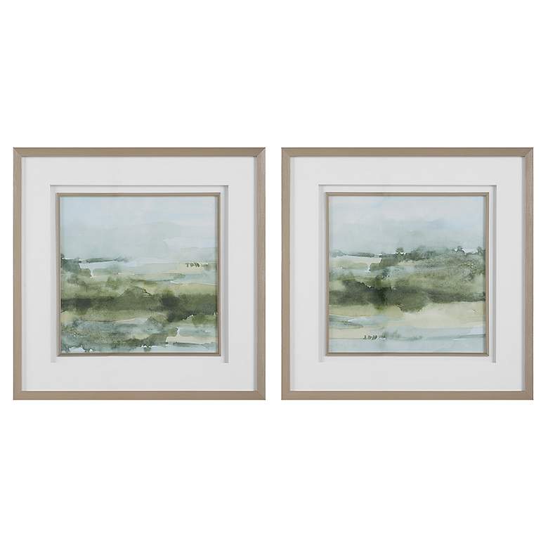Image 3 Uttermost Soft Sage 28" Square 2-Piece Framed Wall Art Set