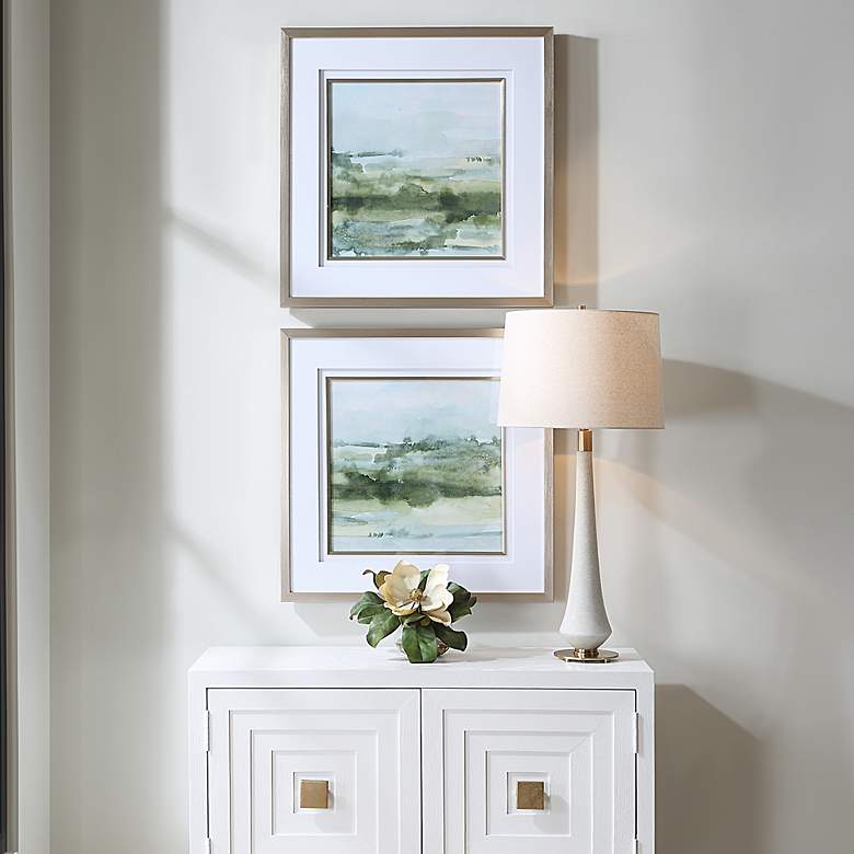 Image 2 Uttermost Soft Sage 28" Square 2-Piece Framed Wall Art Set