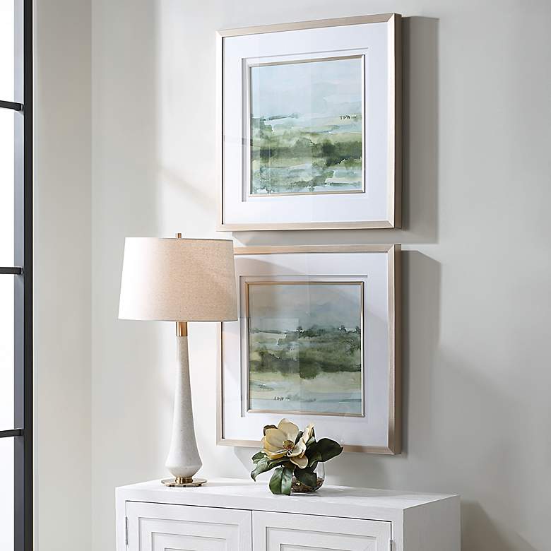 Image 4 Uttermost Soft Sage 28" Square 2-Piece Framed Wall Art Set more views