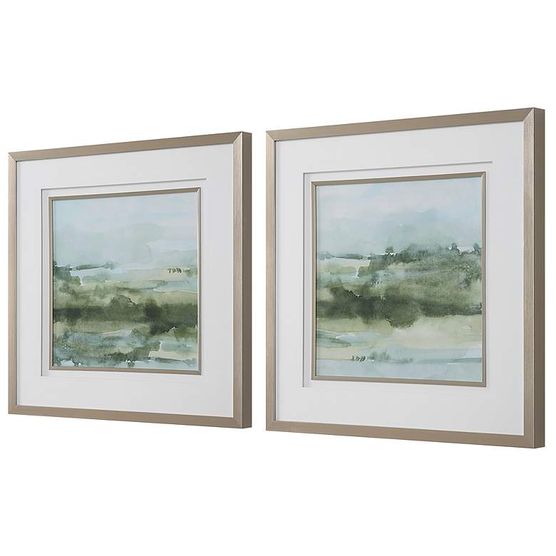 Image 5 Uttermost Soft Sage 28" Square 2-Piece Framed Wall Art Set more views