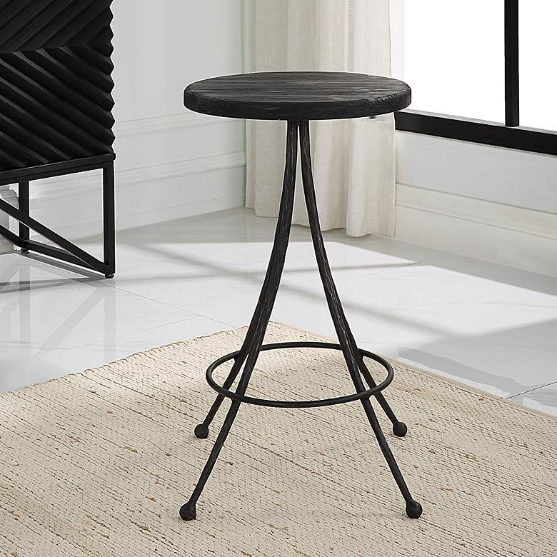 Image 3 Uttermost Sona 26" Matte Black Counter Stool more views