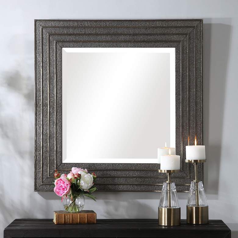 Image 1 Uttermost Sondra Aged Silver 36" Square Wall Mirror