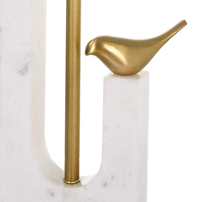 Image 4 Uttermost Songbirds 30" Modern Brushed Brass and Marble Table Lamp more views