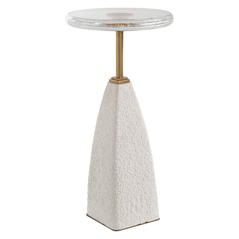 Image 2 Uttermost Sora 24" High White Sandstone Drink Table